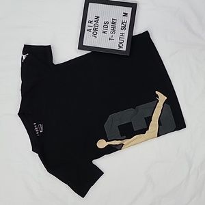 JORDAN Kids Tee Black & Gold Silhouette #23 Sz M